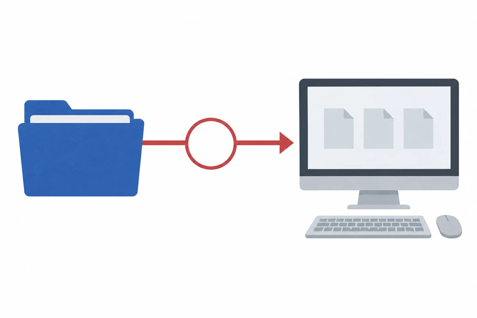 Concept illustration of target files connected to a local workstation.